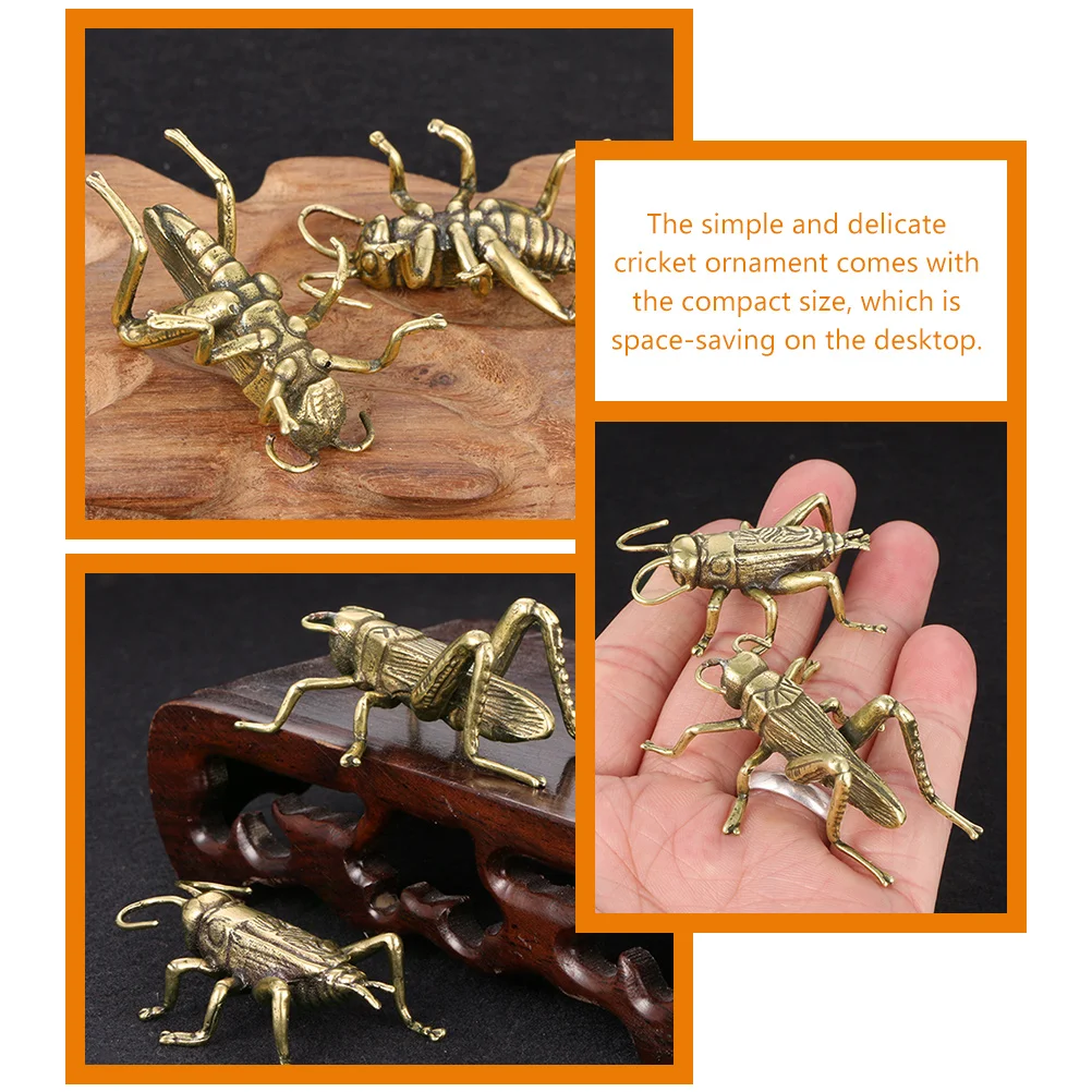 

2pcs Simulated Models Sturdy Desktop Decor Miniature Cricket Statues Vintage Craft Figurines For Indoor Tabletop Decoration
