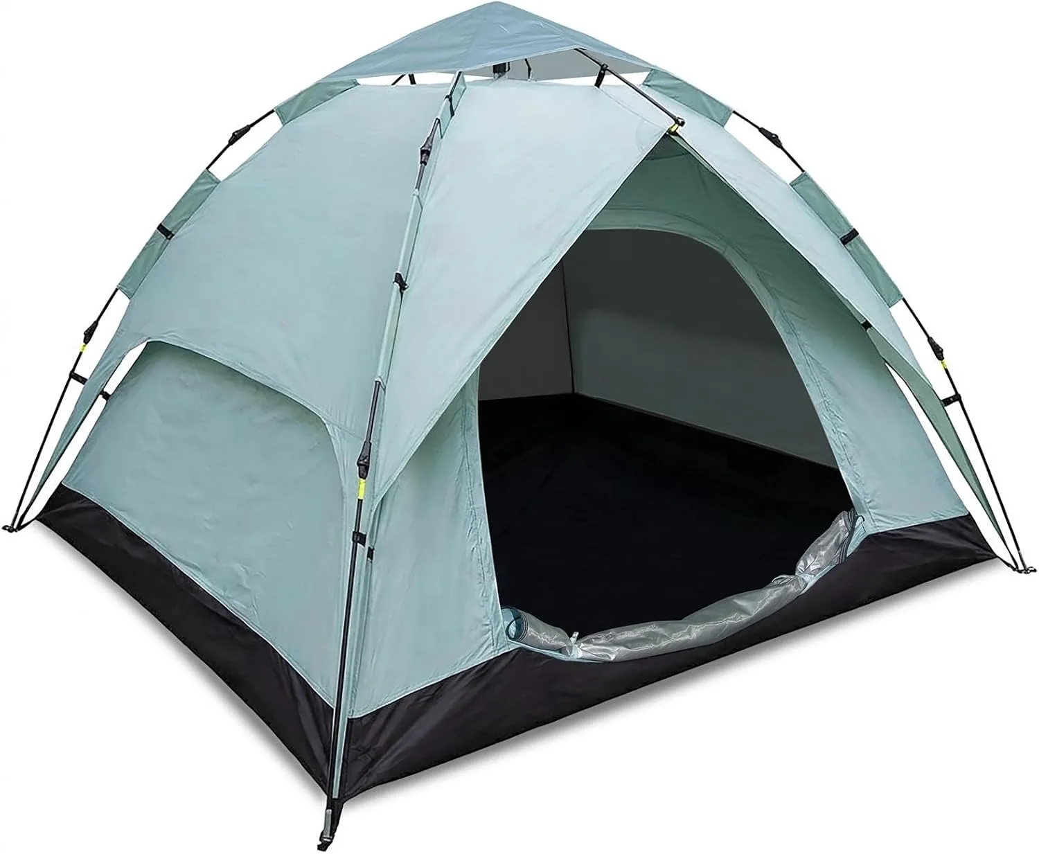 Automatic 4P 3-in-1 Pop up Tent Waterproof Polyester Ripstop UV Protection Silver Coated Inner Layer for Camping and Hiking