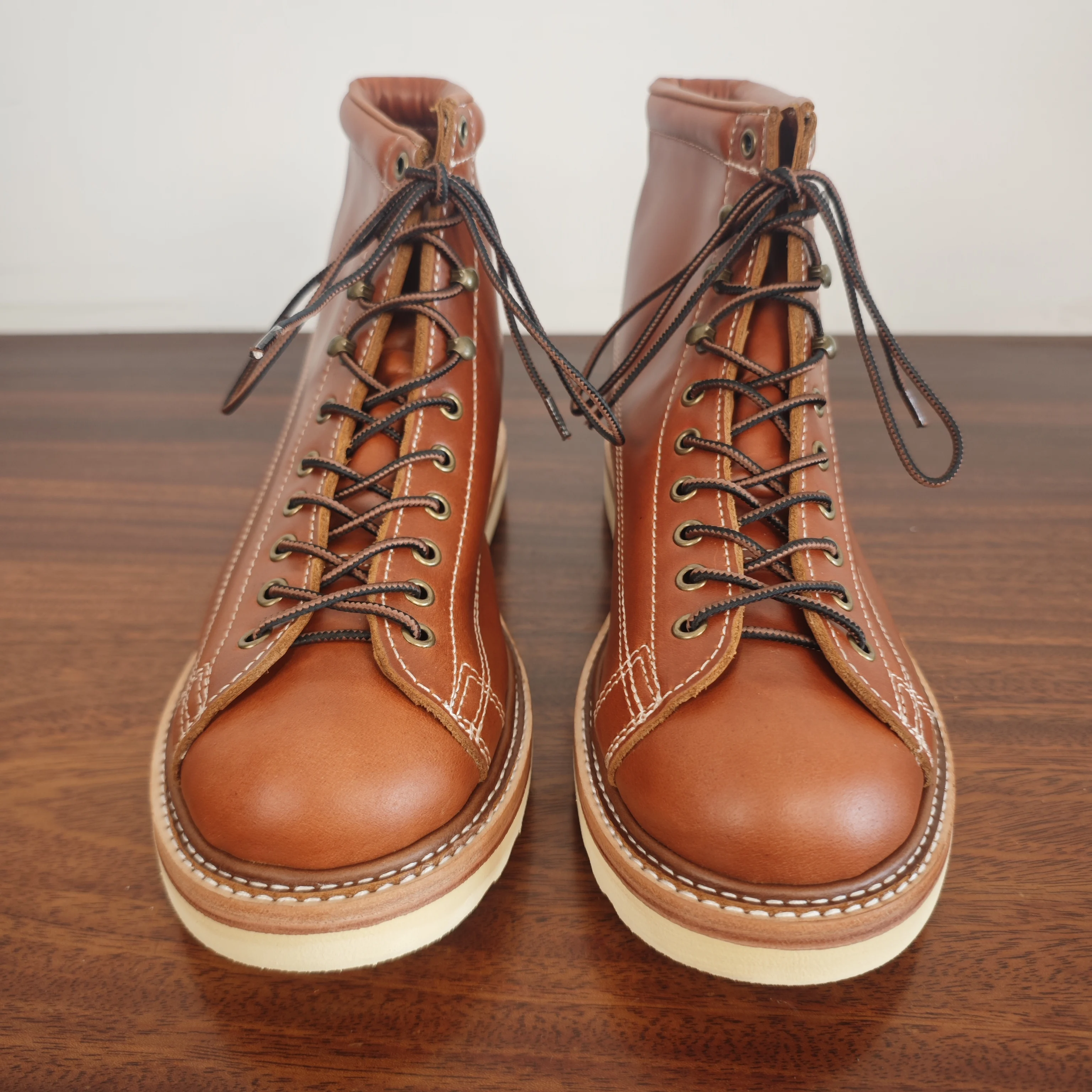 U6796 Men Retro Tough Motorcycle Ankle Boots Goodyear Welt Durable Full Leather Outdoor Work Boot