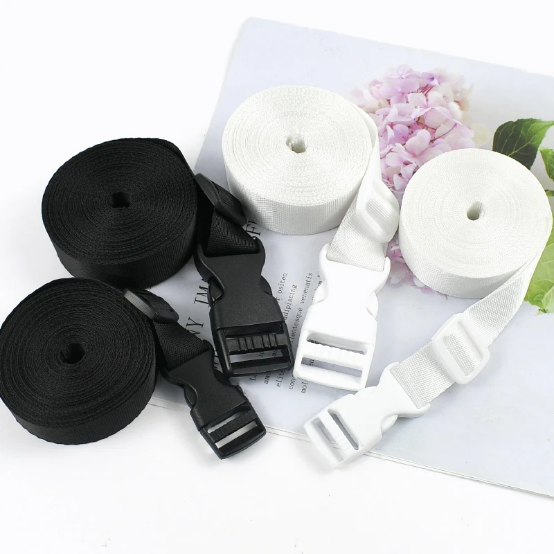 1-5 مجموعات أبيض وأسود النايلون حزام الشريط 20/25 مللي متر البلاستيك الإصدار إغلاق مشبك لحقيبة الظهر حزام المشبك DIY بها بنفسك الخياطة التبعي