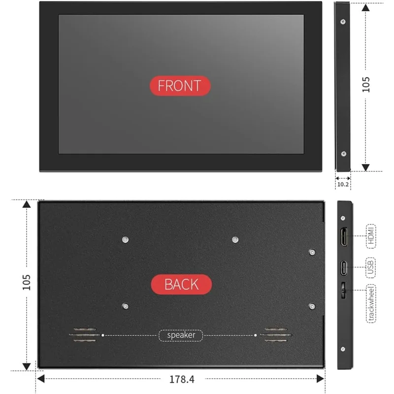 A25P Layar Sentuh Universal Kompatibel dengan Mini IPS 7 Inci dengan Casing untuk Konsol Game Tampilan PC Windows Raspberry Pi 5 4