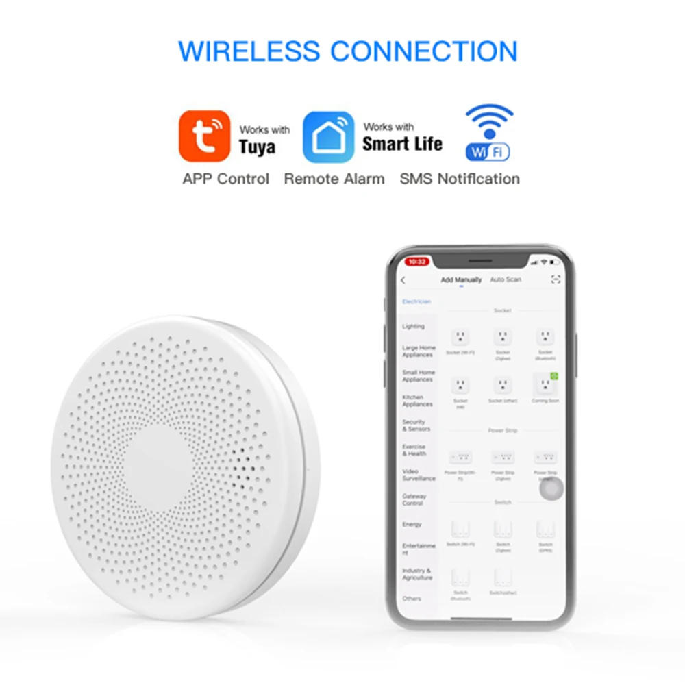 CPVAN-Détecteur de fumée et de monoxyde de carbone, Tuya et Smart Life, détecteur de feu, alarme de monoxyde de carbone, WiFi, 2 en 1