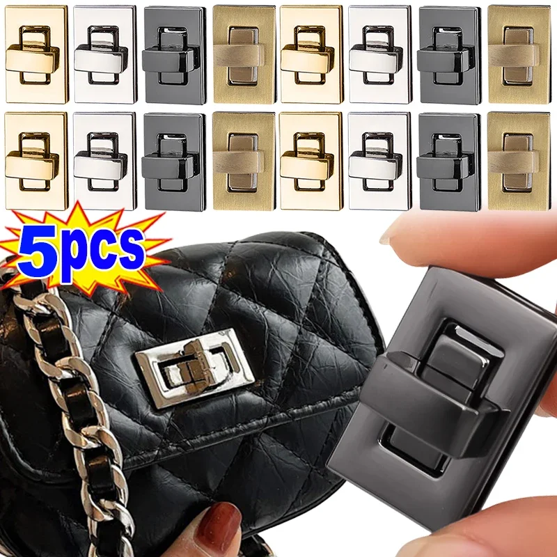 Twist Lock Fecho para Bolsa Feminina, Praça de Metal, Bolsa Pequena, Turn Lock, Couro Artesanato, Bolsa de Ombro, DIY, Hardware, 1 Pc, 5Pcs