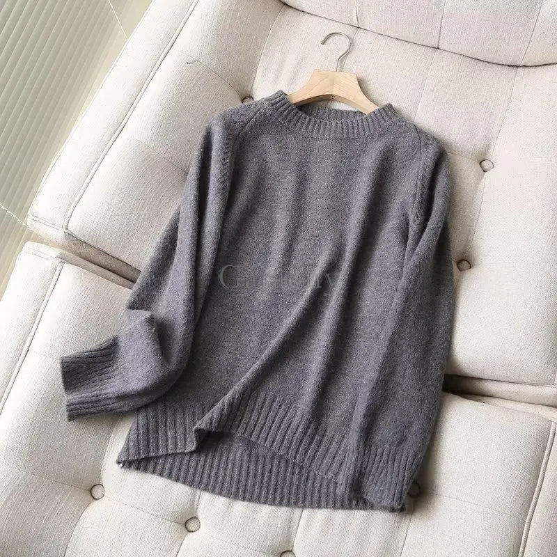 Garaouy 2023 Basic Women Woollen Sweater Chic Autumn Winter Soft Warm Pullover Tops Casual Loose O Neck Knit Jumper Female Pull