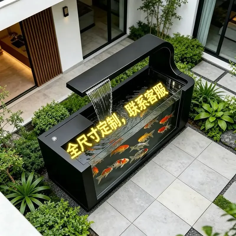 Customized fish pond flower box outdoor courtyard flowing water fish tank garden terrace landscaping circulating water