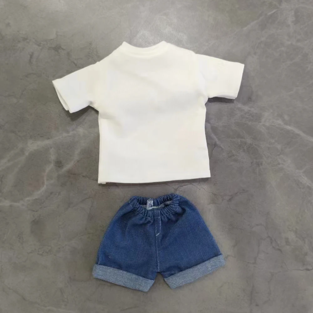 45cm Doll Clothes for 1/4 Men & Women Bjd Doll Short Sleeved T-shirt Jeans Summer Versatile Clothing Girl Toy Doll Accessories