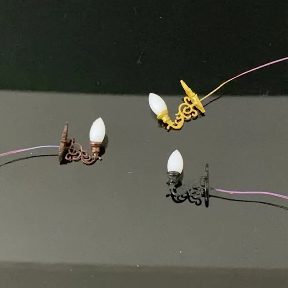 

4Pcs Mini Luminous Wall Lamp Set Exquisite Craftsmanship for Miniature Scene Decoration Sand Table DIY Diorama Landscape