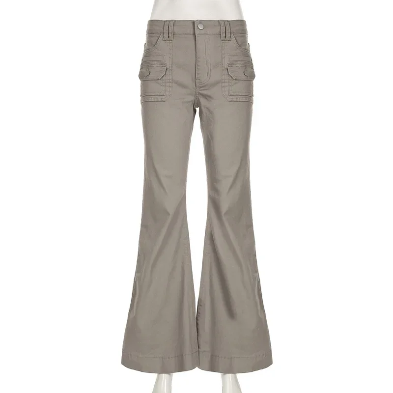 Pantalon évasé simple pour femme avec poche, jean basique, coupe couvertes, vêtements classiques, style anglais décontracté, haute couture, tout match