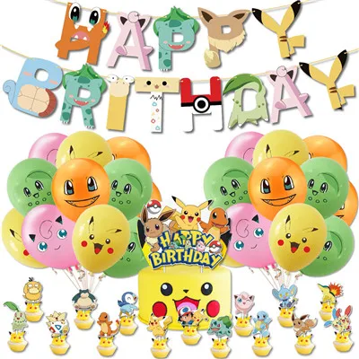 Pokemon Kindergeburtstagsparty Pikachu Anime-Charakter Cartoon-Geschirr Pappbecher Teller Kuchendekoration für Jungen Mädchen Party-Deko – Detail 7