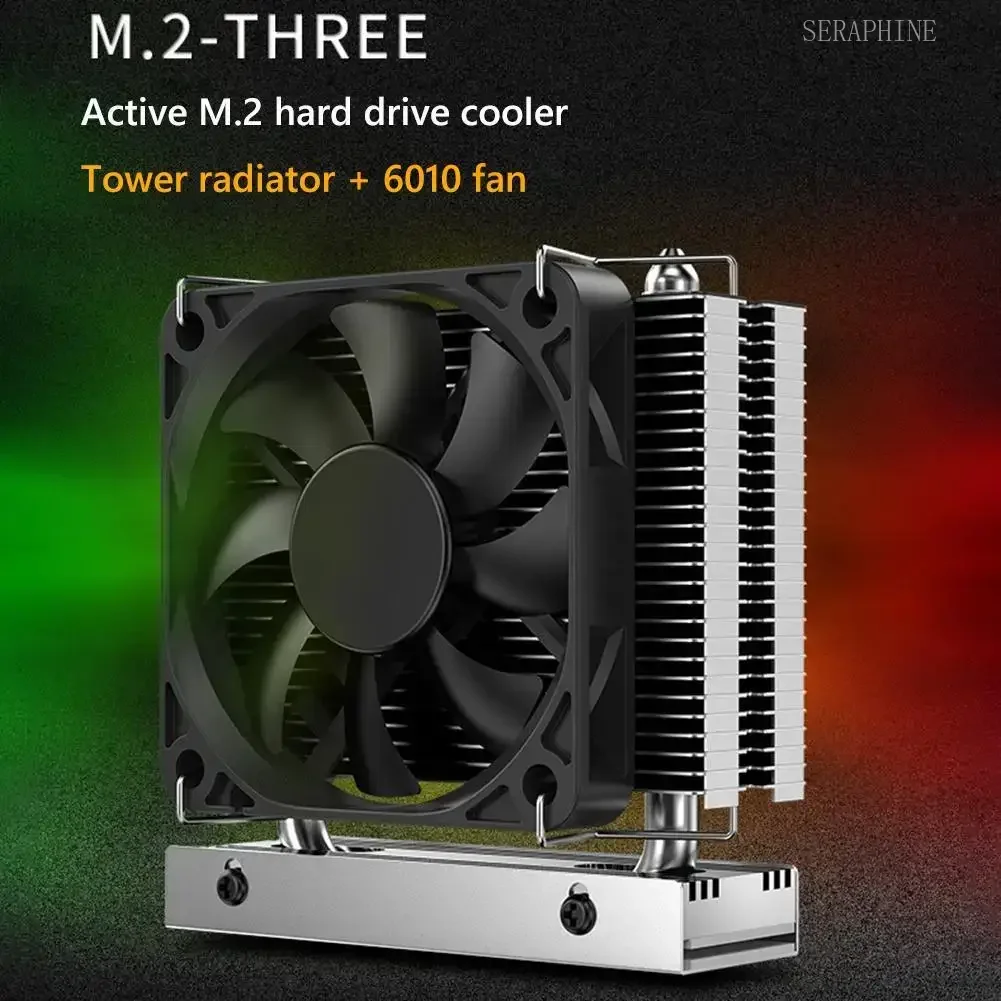 M.2-THREE M.2 2280 SSD Heatsink with 6010 Fan Solid State Drive Radiator PCIe4.0/5.0 SSD Cooler Thermal Cooling Pad for PC