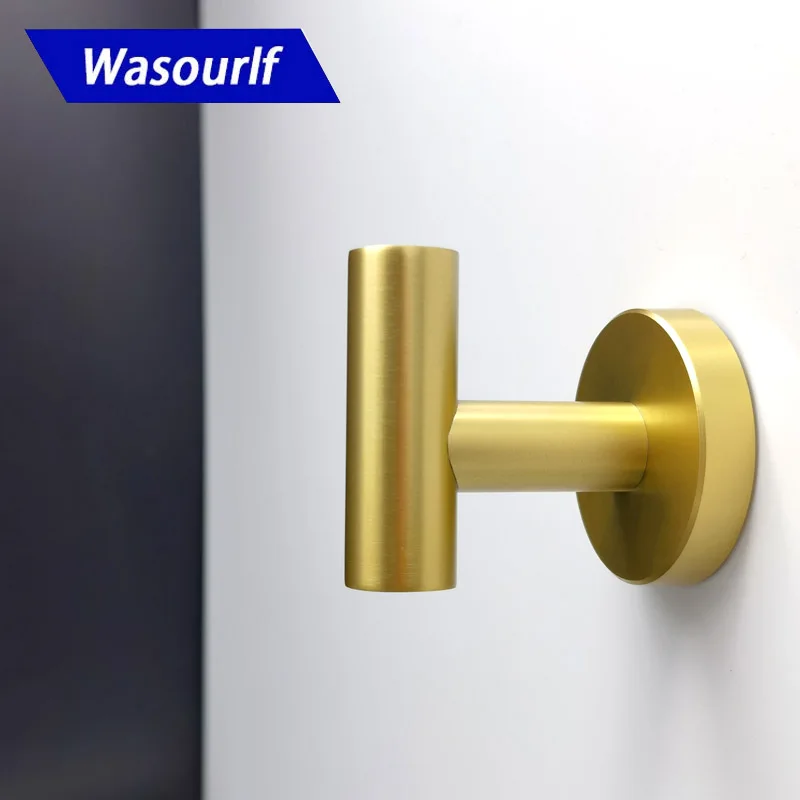 Wasourlf Black Single Robe Hooks Brass Nail Wall For Towel Holder Bathroom Hardware Bath Fixture Home Improvement Shower Part