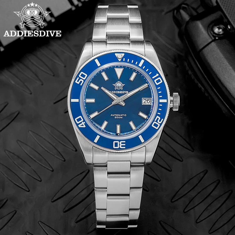ADDIESDIVE Sapphire Diving Watch Bubble Mirror Pot Cover Glass Luminous 200m Waterproof Automatic Mechanical Watches For Men NEW