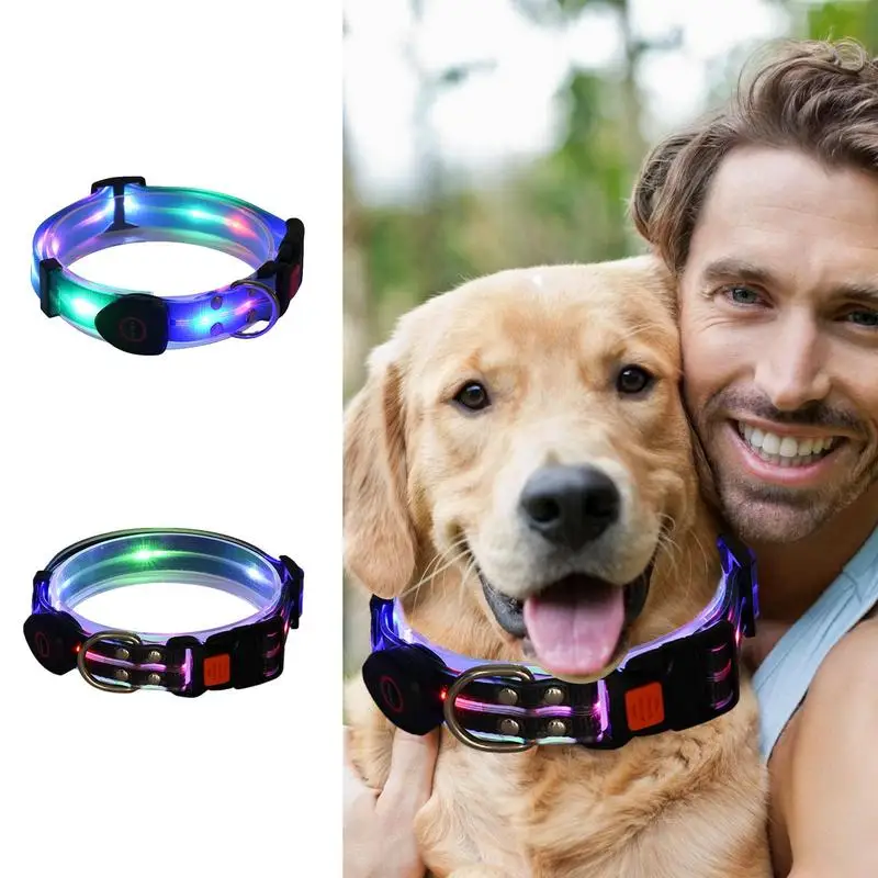 Dog Led Light Up Collar Rechargeable Waterproof Glowing Adjustable Dog Collar Weather Proof Dog Lights For Night Walking