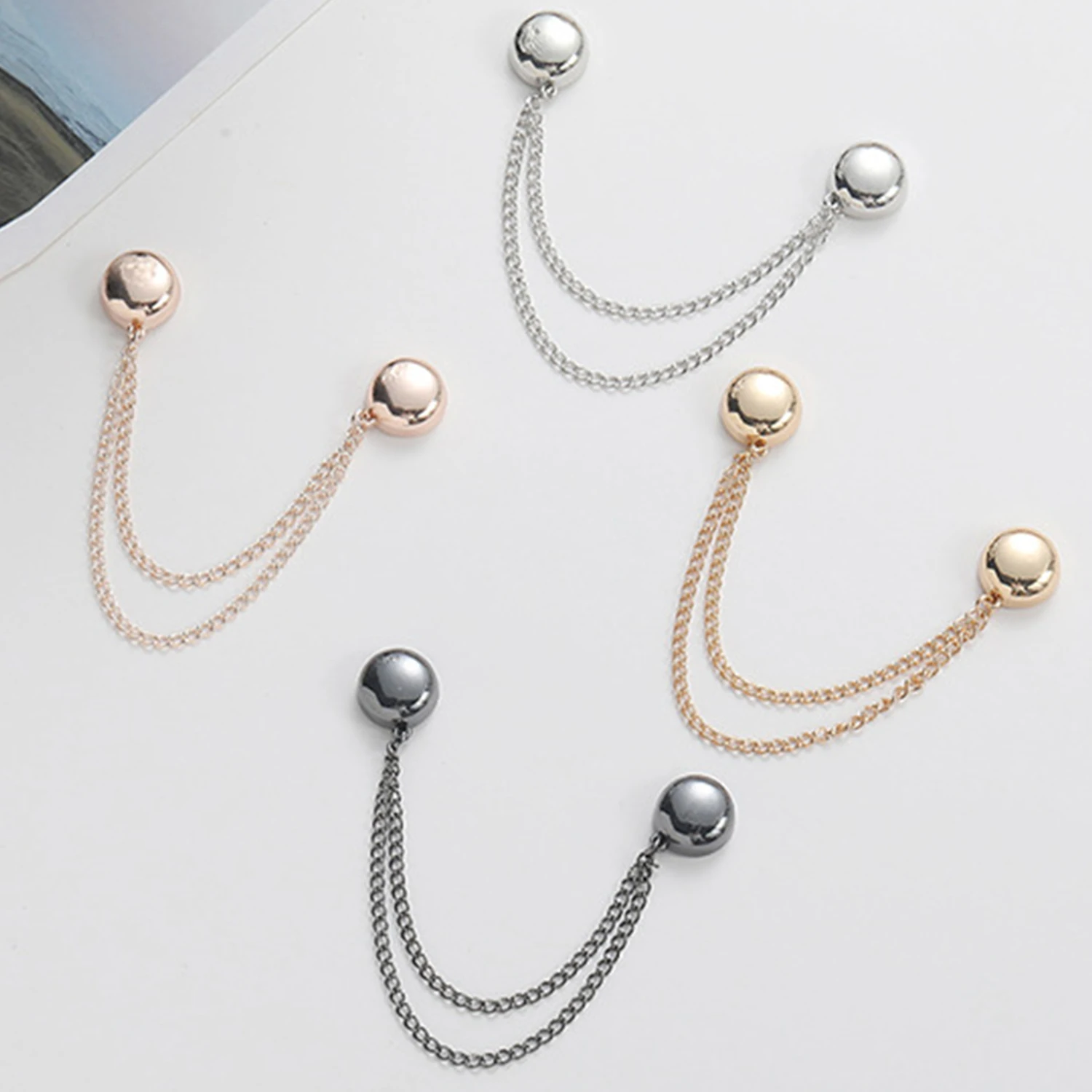 1 Pc  Magnetic Clothing Clip Clothes Clips With Chain Pants Leg Fixed Pinless Women's Brooches Removable Clothing Accessories image 4