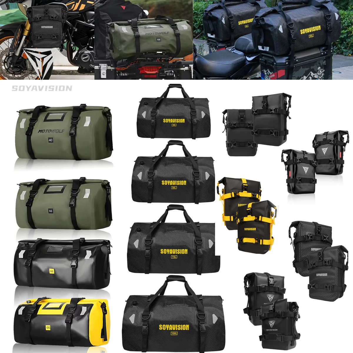 Image of Wasserdichte Motorrad-Sitztasche, Hecktasche für Reisen, Motorradfahren, Wandern, Camping, Outdoor, Trockengepäck, Roll-Pack-Tasche, Motorrad-Stoßstangentasche