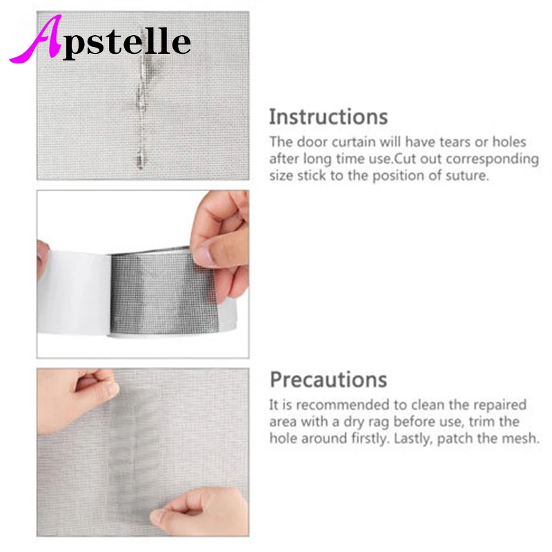 Apstelle Anti-mosquito Repair Tape Mesh Sticky Wires Patch  Summer Screen Window Door Mosquito Netting Patch Repair Broken Holes