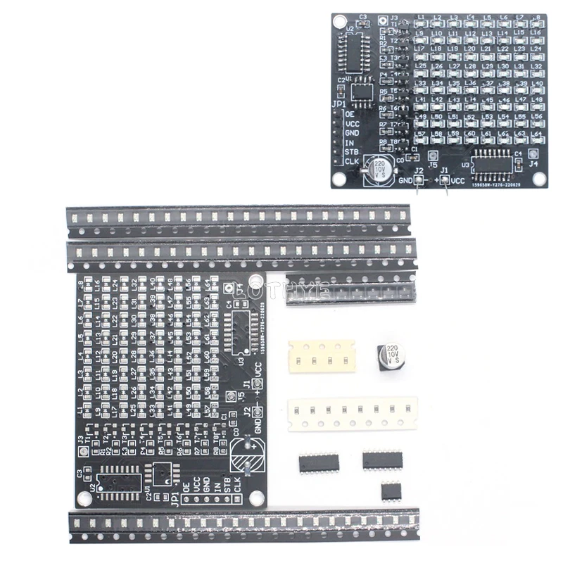 64 LED SMD Dot Matrix Schermo pubblicitario Kit di pratica di saldatura 0-9 Display digitale Divertimento kit elettronico fai da te Pratica di saldatura