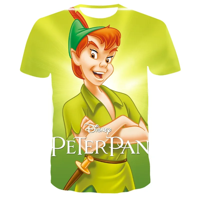 Disney Anime Peter Pan 3D Print T-shirt Cute Cartoon Girl Boy Clothing Summer Oversized T Shirt Harajuku Street Women Men Tops