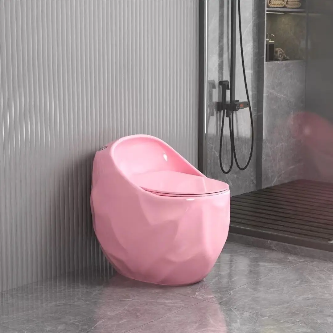 Custom Color Egg Shape Hotel Bathroom Sanitary Ware Blue Round Floor Mounted One Piece Ceramic Toilet Bowl WC