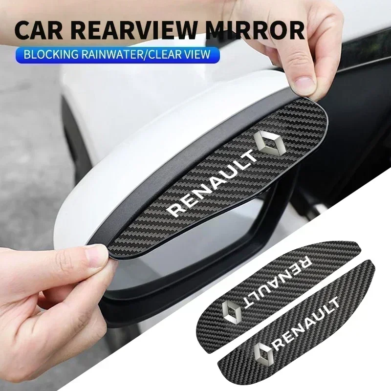 2Pcs Car Rearview Mirror Rain Eyebrow Carbon Fiber For Renault Megane 2 3 4 RS Grand Scenic Clio 4 Captur Duster Accessories