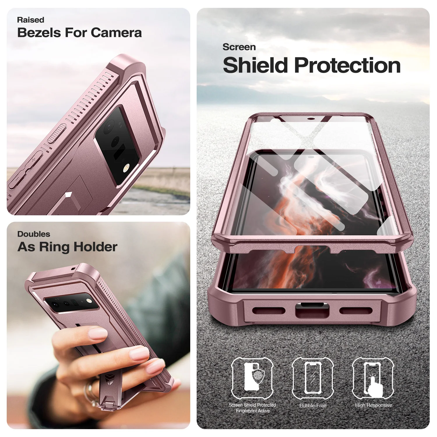 Heavy Duty Military Grade Protective Shockproof Case with bracket for Google Pixel 6 Pro 5G Case with Built-in Screen Protector