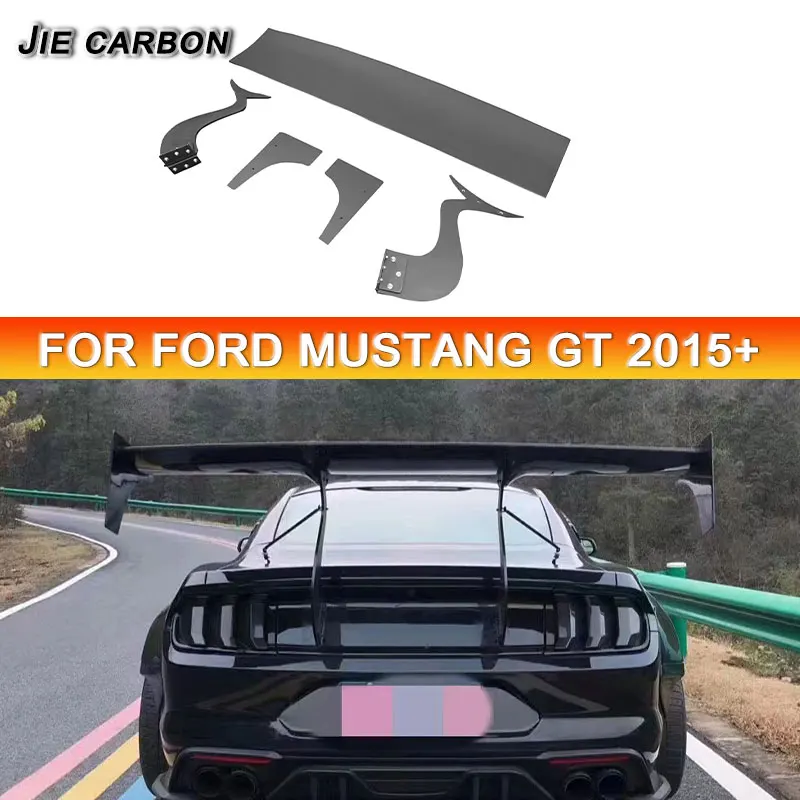 For Ford Mustang 2015+ GT Carbon Fiber Rear Trunk Lid Boot Extension Wing Robots Style Spoiler Tail Wing Splitter Body Kit