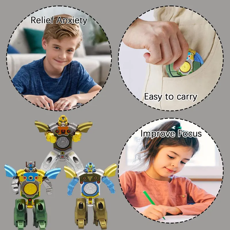 Robot Transformatie Fidget Spinner Hand Spinner Speelgoed Vervormbare Robot Vingertop Gyros Stress ReliefSensorische Fidget Speelgoed