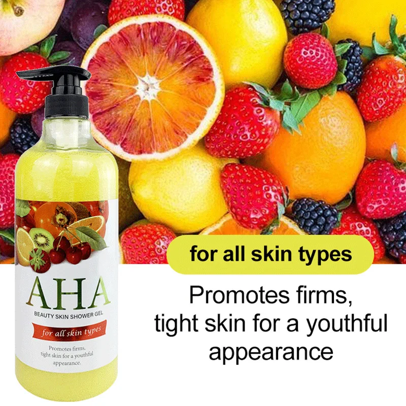 1000ml Vitamin C Body Lotion Anti-aging Shower Gel AHA and Arbutin Beauty Skin Body Wash for Dropshipping