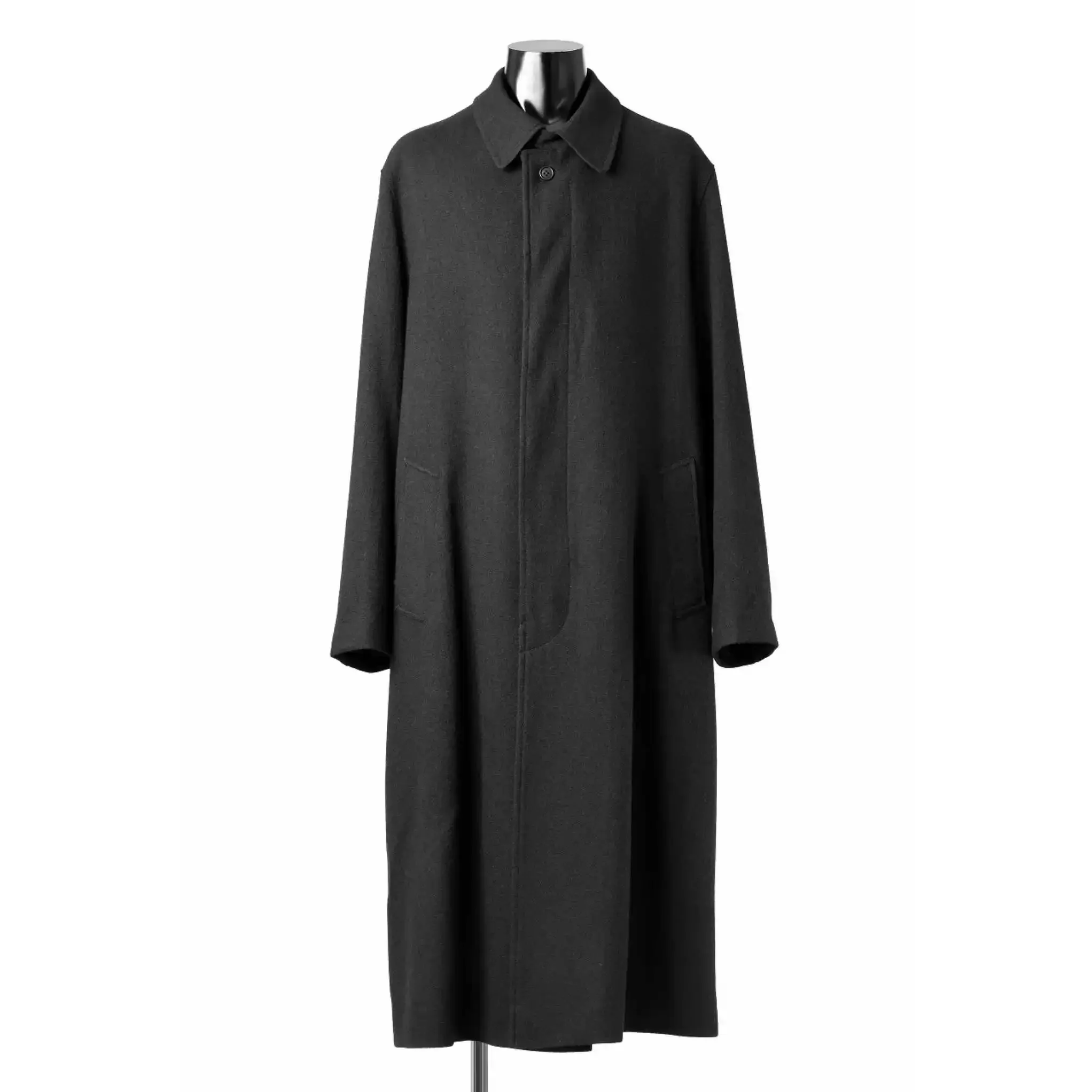 

YOJI OOAK прямое черное пальто среднего и длинного размера с откидным воротником и разрезом на спине, однобортное универсальное шерстяное пальто для мужчин