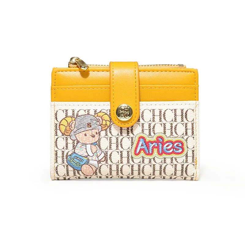 Dompet Kartu Wanita CH Desain Unik Premium, Dompet Kartu Bermotif Dua Belas Zodiak Animasi, Desain Cetak Berkualitas Tinggi