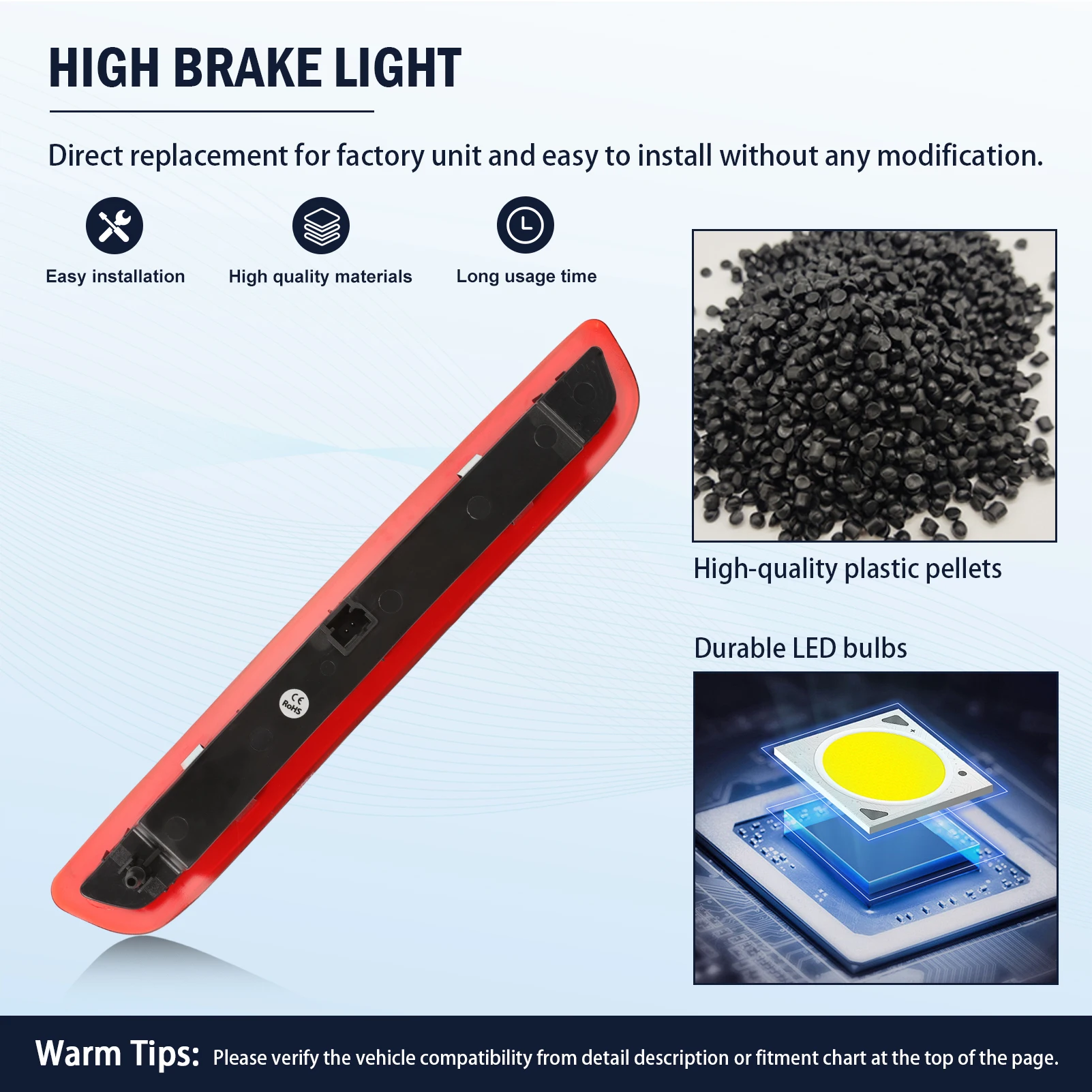 مصباح LED للفرامل الخلفية عالية المستوى لسيارة 2014-2022 Citroen C1 Peugeot 108 Toyota Aygo CHMSL B000878980B00