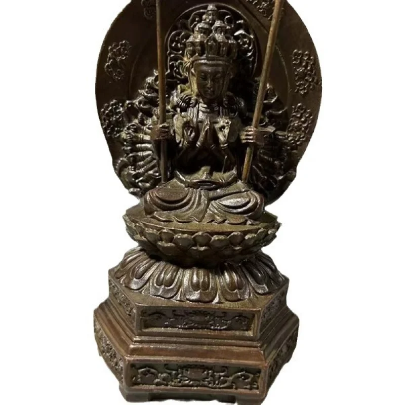 Antique Lotus Table with Thousands of Hands Guanyin Statue Ornaments Chinese Home Decoration Character Living Room Ornaments