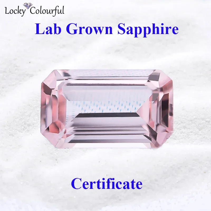 Lab Grown Sapphire Morgan Pink Emerald Cut VVS1 Charms Gemstone for DIY Jewelry Making Rings Materials Selectable AGLCertificate