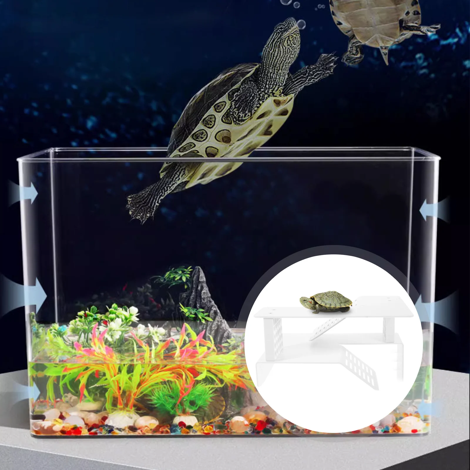 

Turtle Basking Platform Plastic Amphibious Hide Climbing Ladder Resting Terrace Fish Tank Landscape Accessory Pet Supplies