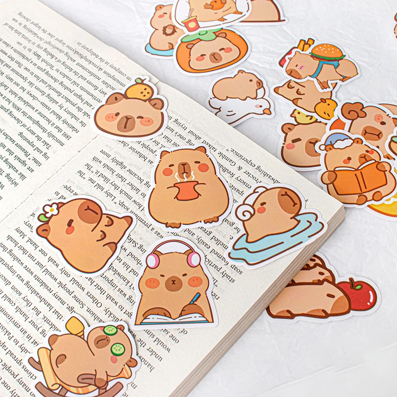 50 Stuks Schattige Cartoon Capybara Graffiti Stickers Creatieve Grappige Mode Decoratieve Plakboek Kleverige Telefoon Kind Stickers