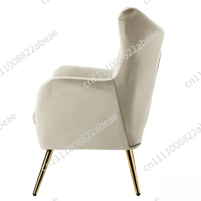 Modern Gold Stainless Steel Wide Tufted Velvet Wingback Chair Velvet Button Tufted Armchair Accent Leisure Chair