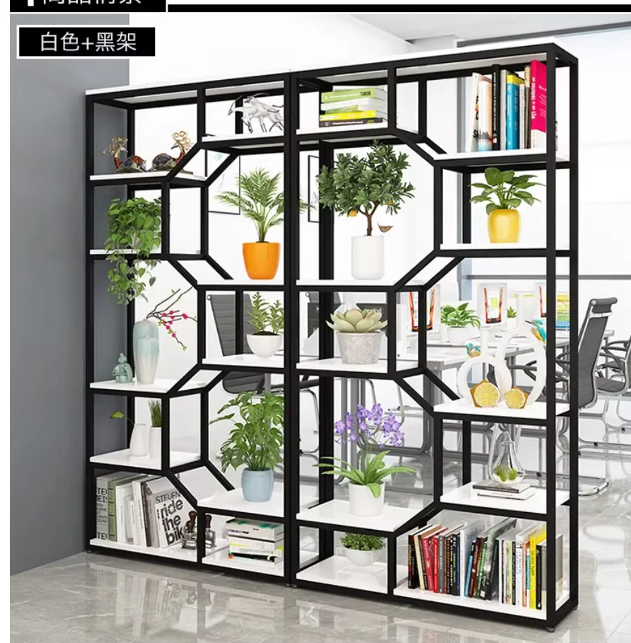 Bookshelf shelf Home living room display shelf Office partition shelf Simple multi-layer iron storage shelf