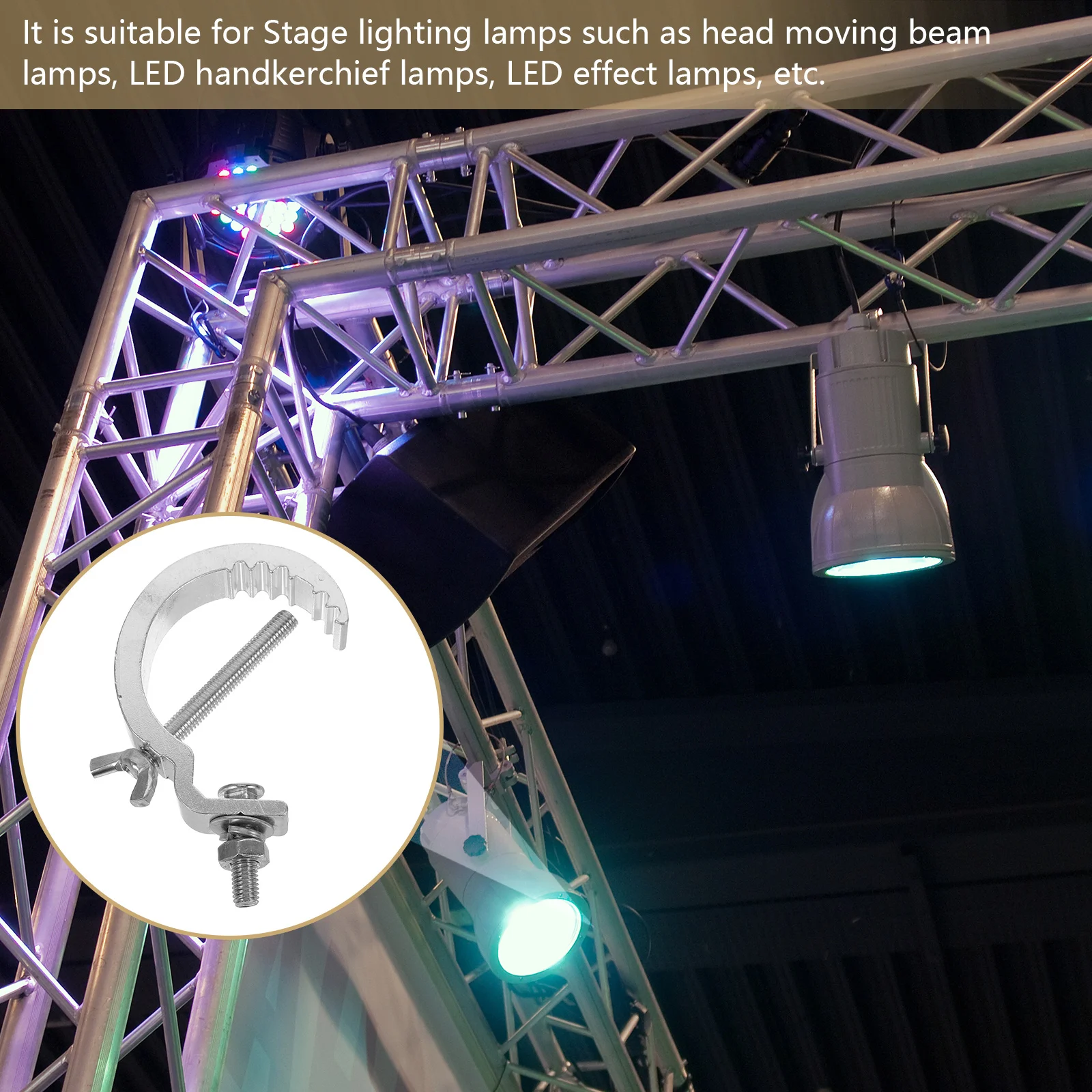 

Hanging Stage Light Hook Heavy Duty Hooks Aluminum Truss Clamp Fixture Silver Alloy Clamps