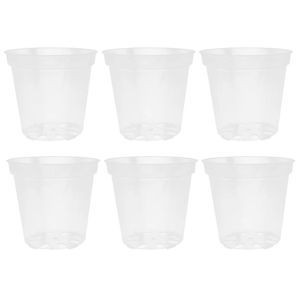 

6 Pcs Transparent Flower Pot Large Plant Pots Drainage Mesh Orchid Indoor Decorative Containers Plastic Planters Decorate