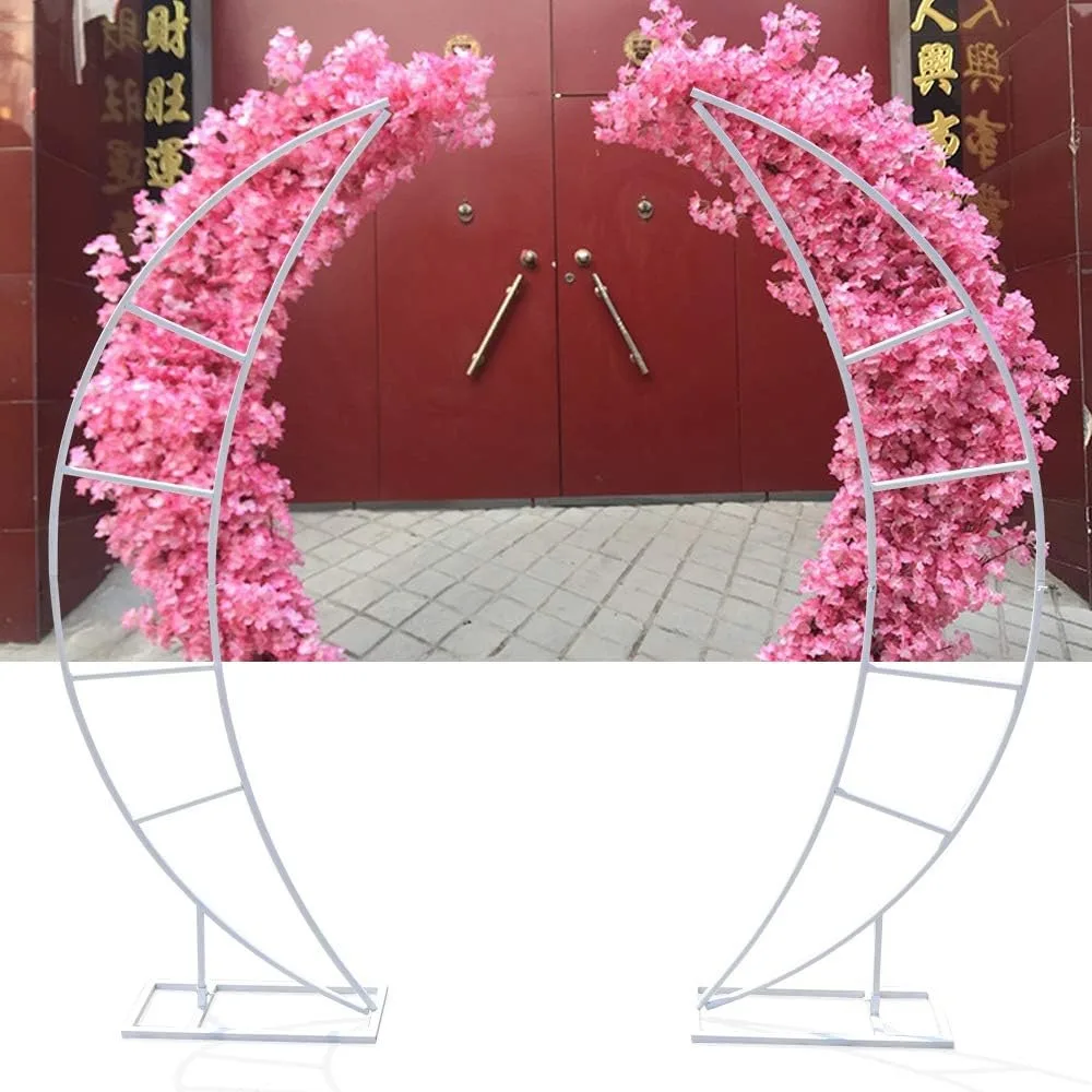 Wedding Arch Stand with Bases, Easy Assembly 2m/6.56ft Iron Wedding Arch 2 Piece Crescent Moon Floral Stand for Weddings Backdro