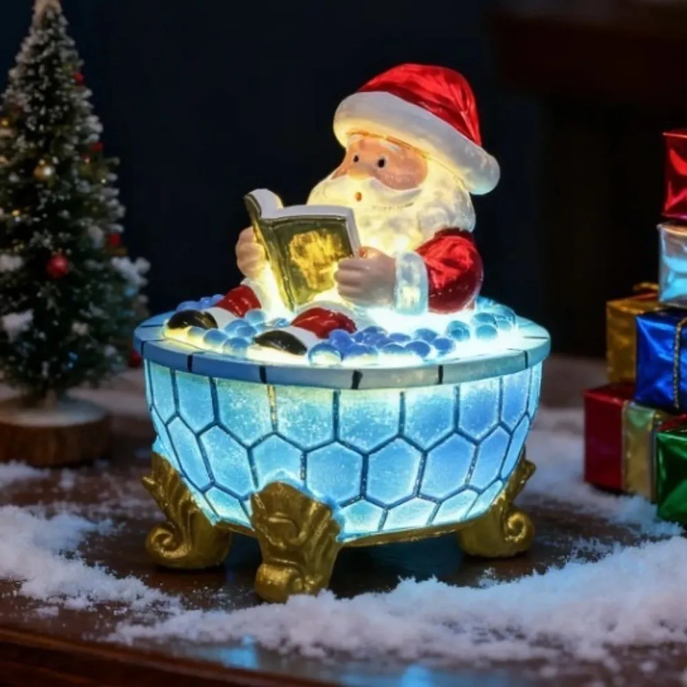 Resin Christmas Santa Bubble Bath Lamp Handicrafts Christmas Decorative Light Santa Night Light Small Party Decoration