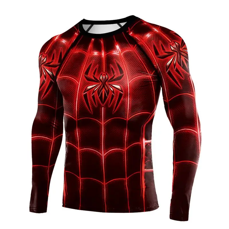 Superhero Spider Cosplay Men T-Shirt Fantasy Movie Character Costumes Man Halloween Party Compression Shirt Novelty Workout Tops