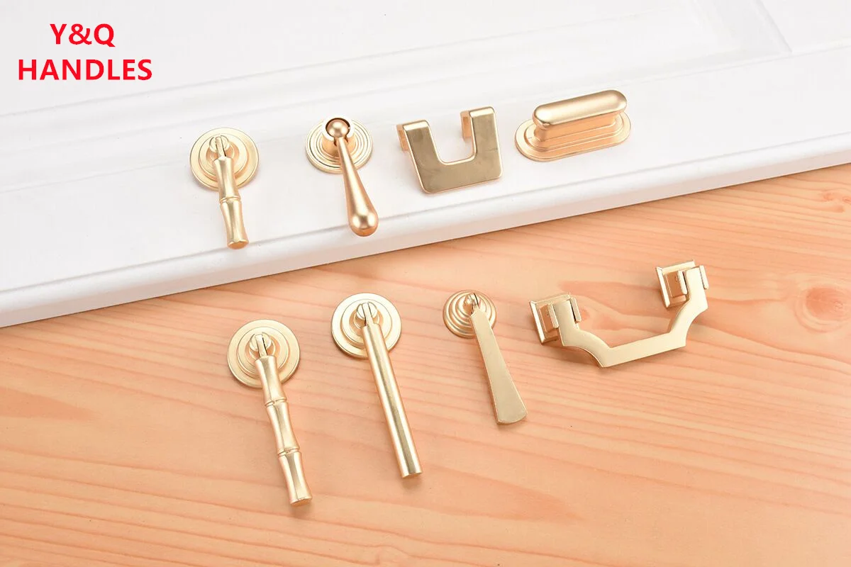 Handles Drawer Cabinet Furniture Kitchen Handles for Cabinet Knob Door Drawer Furniture Kitchen Golden Single hole Rings Knob