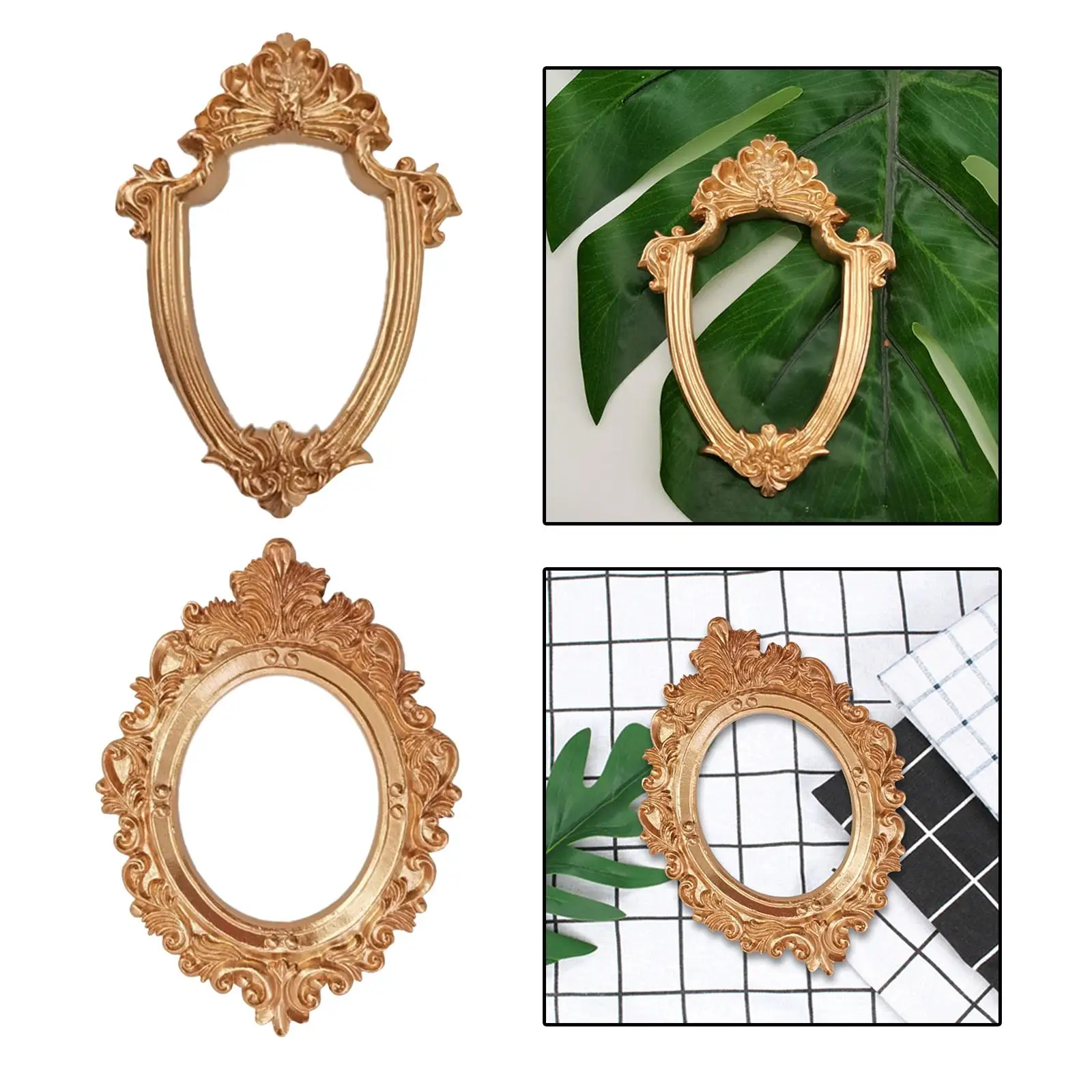 Picture Frame Table Top Display Embossed Frames for Photography Background Decoration
