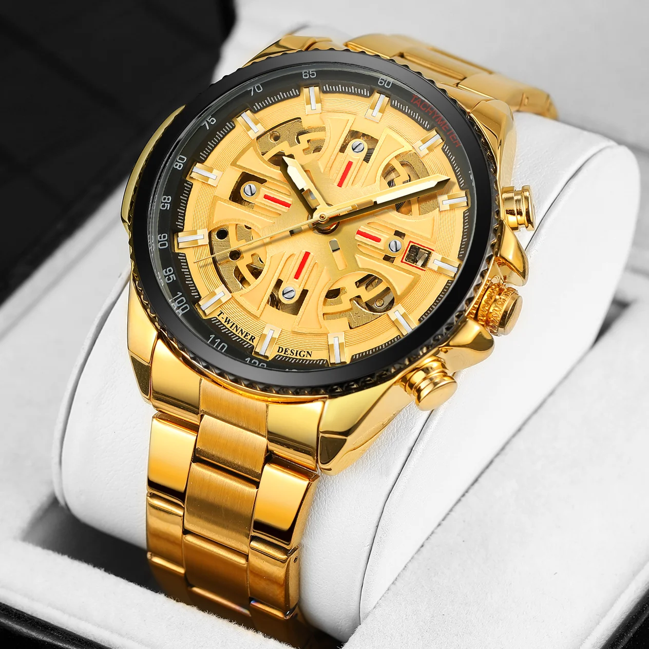 

2024 Winner Original Stainless Steel Hollow Skeleton Men Watches Luxury Big Size Mechanical Sport Waterproof Male Wrist Clock