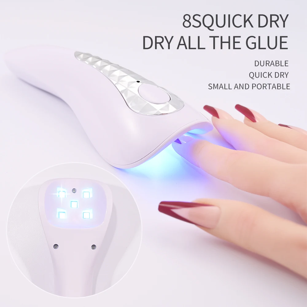 Portátil secador de unhas rápido seco lâmpada, gel UV portátil profissional, salão de luz grânulo, 5pcs, INS, 2024