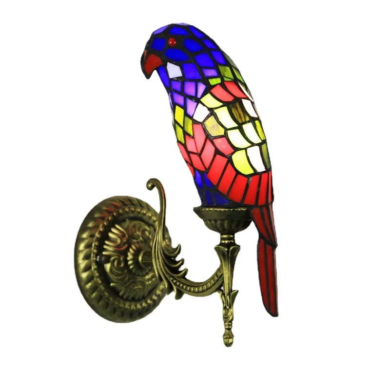 APRIL Tiffany Parrot Wall Lamp LED Creative Design Bed Sconce Bird Light for Home Living Room Bedroom Aisle Decor