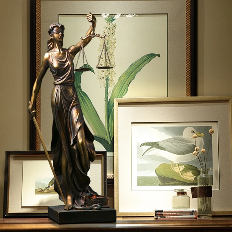 Sculpture de la déesse grecque de la justice, statue antique en bronze avec balance, pour bureau d'avocat, centre de table pour étudiants en droit, cadeau décoratif