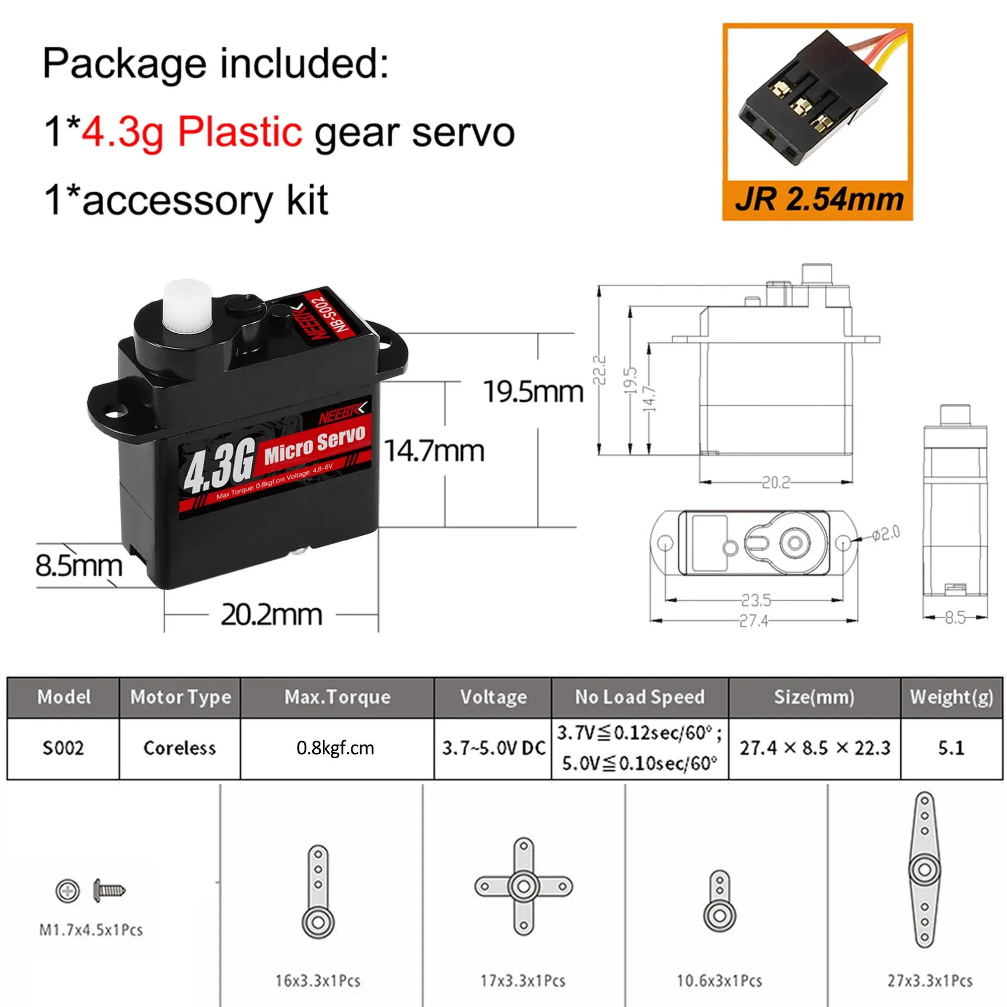 NEEBRC 4.3g Digitale Micro Servo Plastic Gear Waterdichte Coreless Motor voor 1/24 Schaal RC Auto Vaste vleugel helikopter Robot Onderdelen