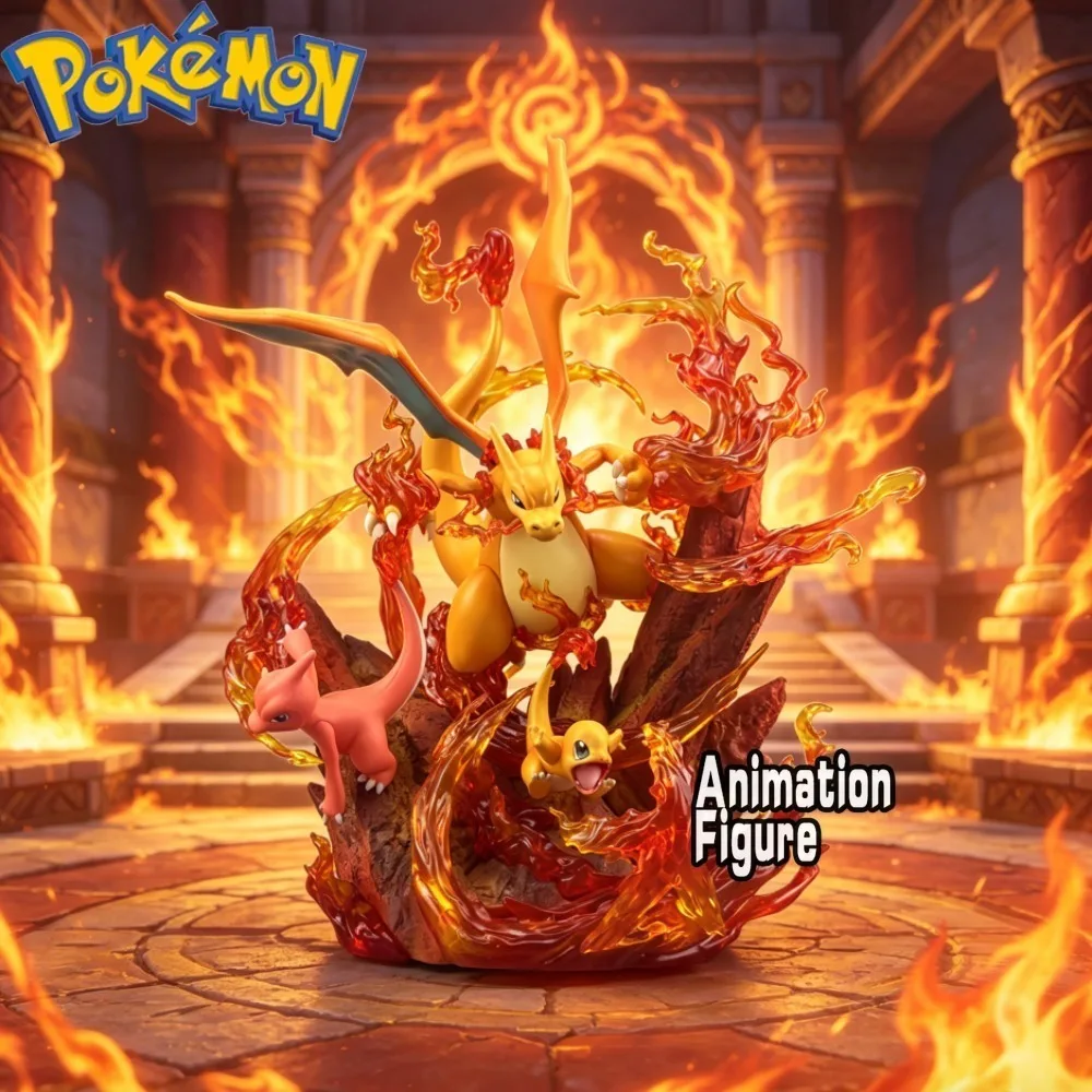 

30cm/11.81in Anime Pokemen Figure Charizard ‌Family‌ Action Figures Pvc Statue Desktop Ornamen Collection Model Toys Gifts